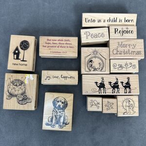 Inkadinkado Rubber Wood Stamp Lot Christmas Holiday Puppy New Home Pincushion